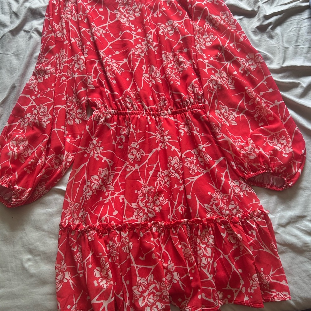 Flying Tomato Red and White Floral Dress